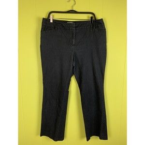 New York & CO Women's Black Stretch Pants 16 wide leg mid rise pockets